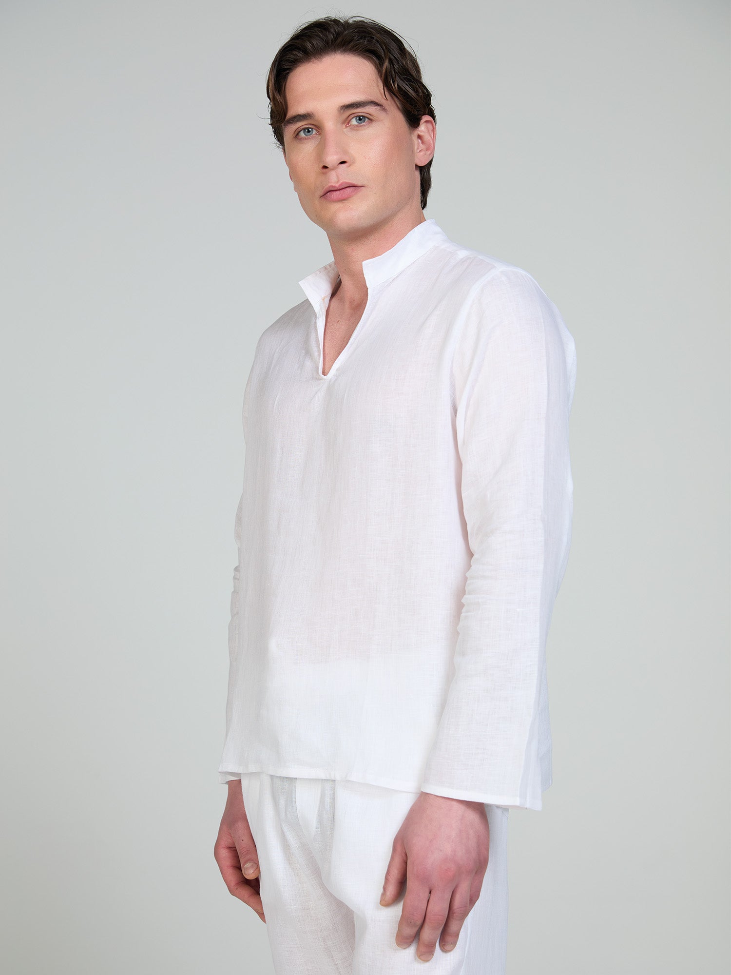 CAMICIA LINO COREANA BIANCO nort beachwear